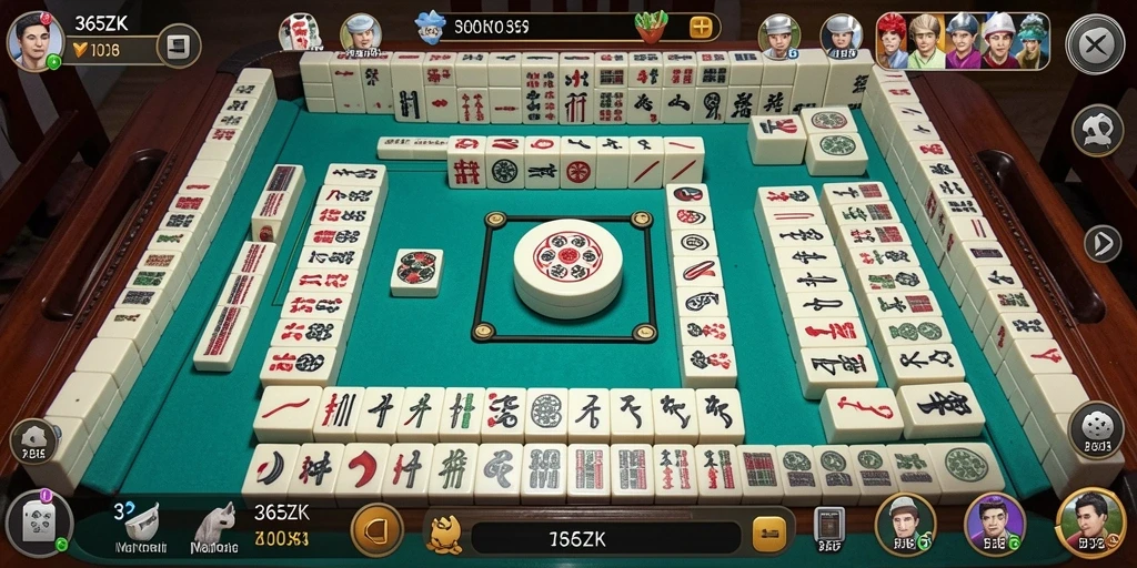 Tampilan gameplay 365ZK yang menarik dengan desain ubin Mahjong yang indah.