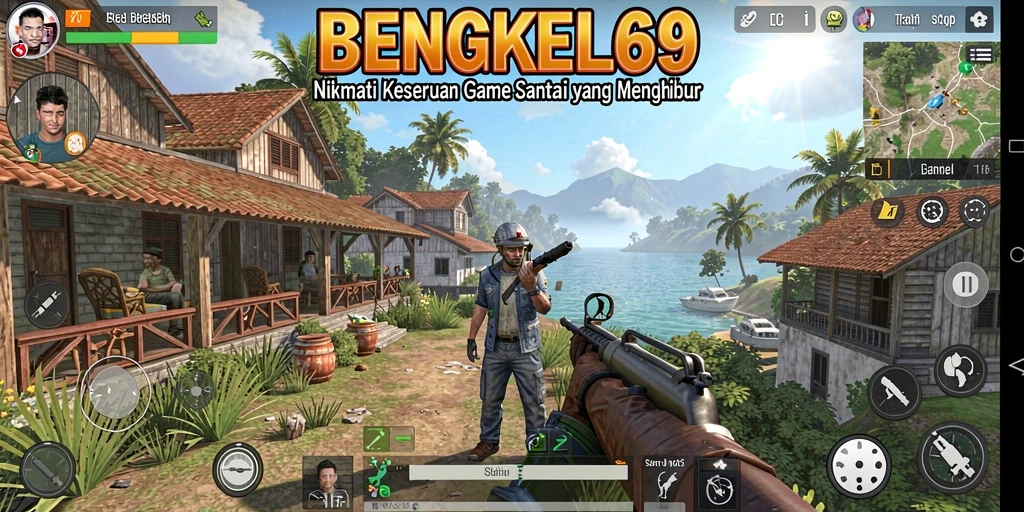 Screenshot menampilkan gameplay BENGKEL69 dengan kendaraan yang sedang diperbaiki.