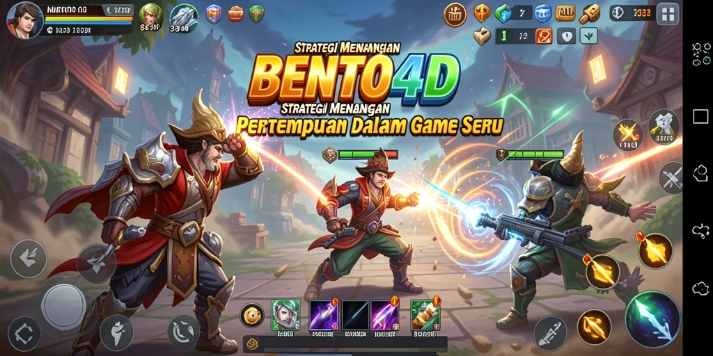 Tampilan gameplay intens BENTO4D dengan strategi yang menantang.