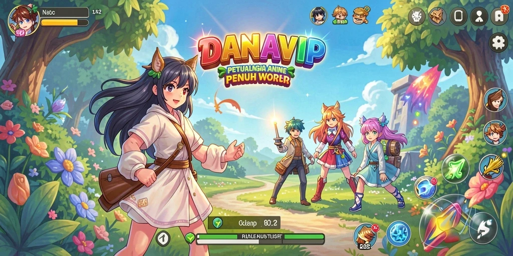 Tampilan gameplay yang menarik dan dipenuhi karakter anime populer.