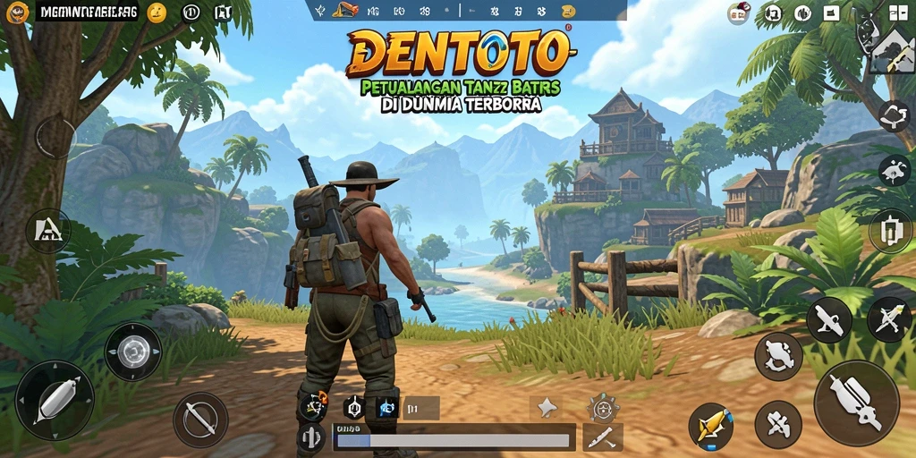 Tangkapan layar dari gameplay DENTOTO dalam dunia terbuka yang luas.