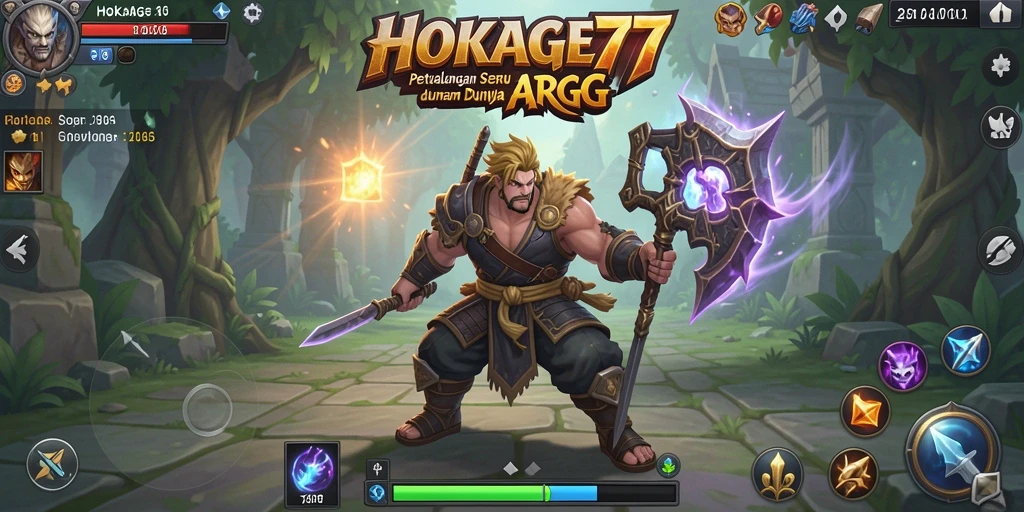 Tangkapan layar gameplay HOKAGE77 yang menampilkan aksi pertarungan seru.