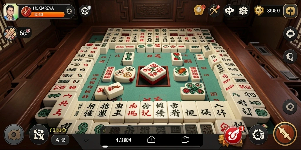 Tampilan gameplay HOKIARENA dengan papan Mahjong yang menantang.