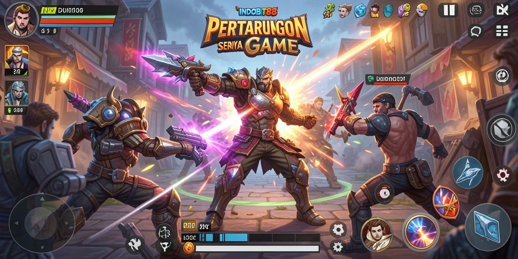 Tampilan gameplay seru dalam INDOBIT88 dengan aksi pertarungan intens.