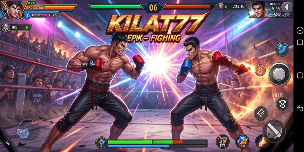 Screenshot gameplay KILAT77 menampilkan pertarungan yang dinamis dan seru.