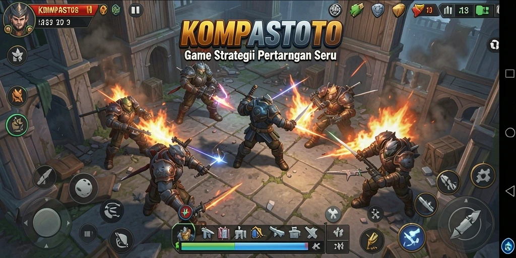 Screenshot menunjukkan strategi dan pertarungan menarik di KOMPASTOTO.