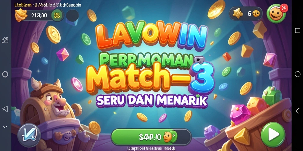 Screenshot gameplay LAVOWIN dengan elemen Match-3 yang menarik.