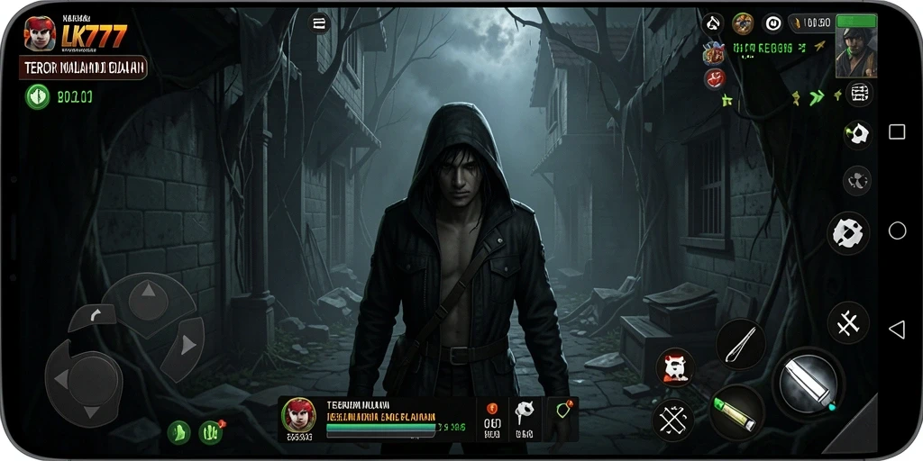 Screenshot gameplay LK777 menunjukkan suasana menegangkan dan mencekam.