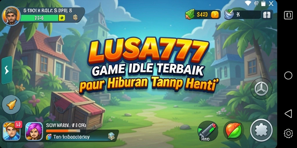 Screenshot gameplay LUSA777 menampilkan karakter dan upgrade dalam mode Idle.