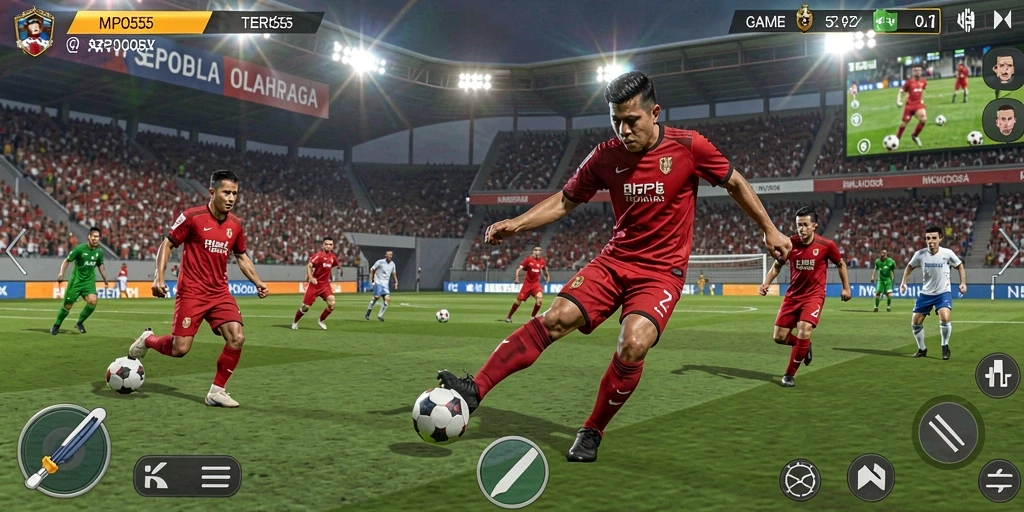 Gameplay MPO555 yang menegangkan dengan aksi sepak bola nyata.