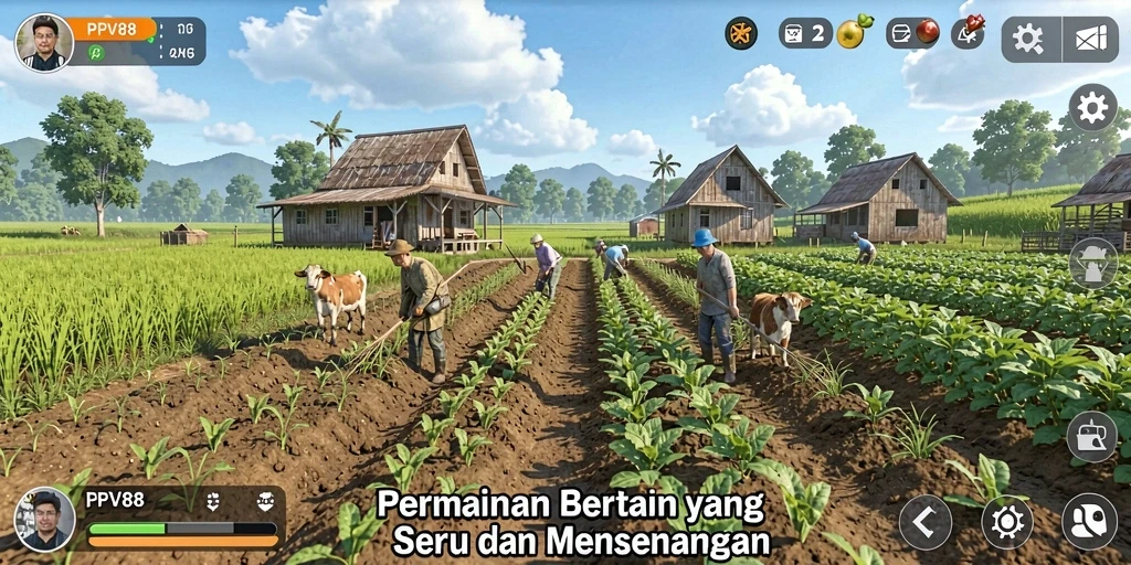 Tampilan gameplay PPV88 yang menawan dan mengasyikkan saat bertani.