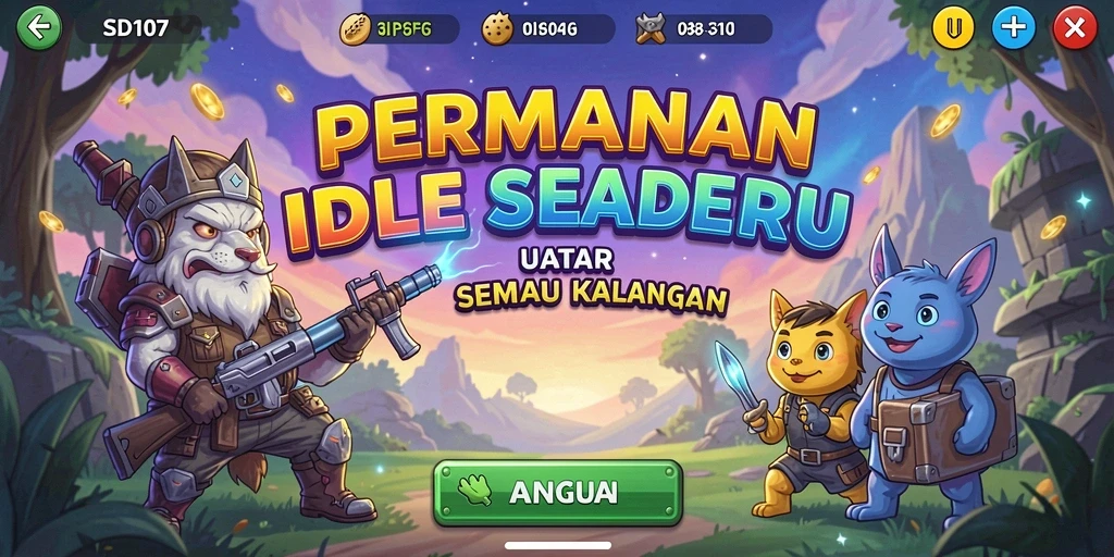Screenshot SD107 menampilkan karakter dalam aksi mengumpulkan sumber daya.
