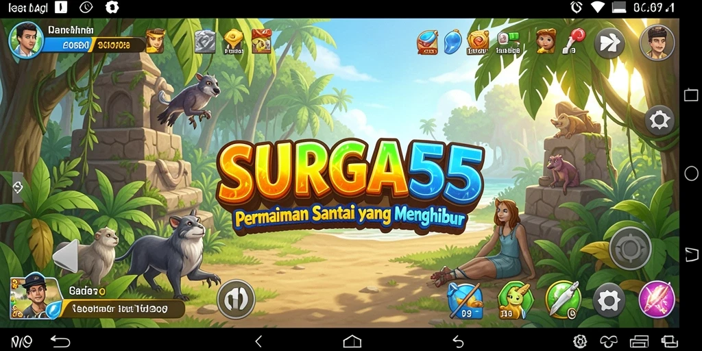 Tangkapan layar gameplay <strong>SURGA55</strong> yang ceria dan menghibur.