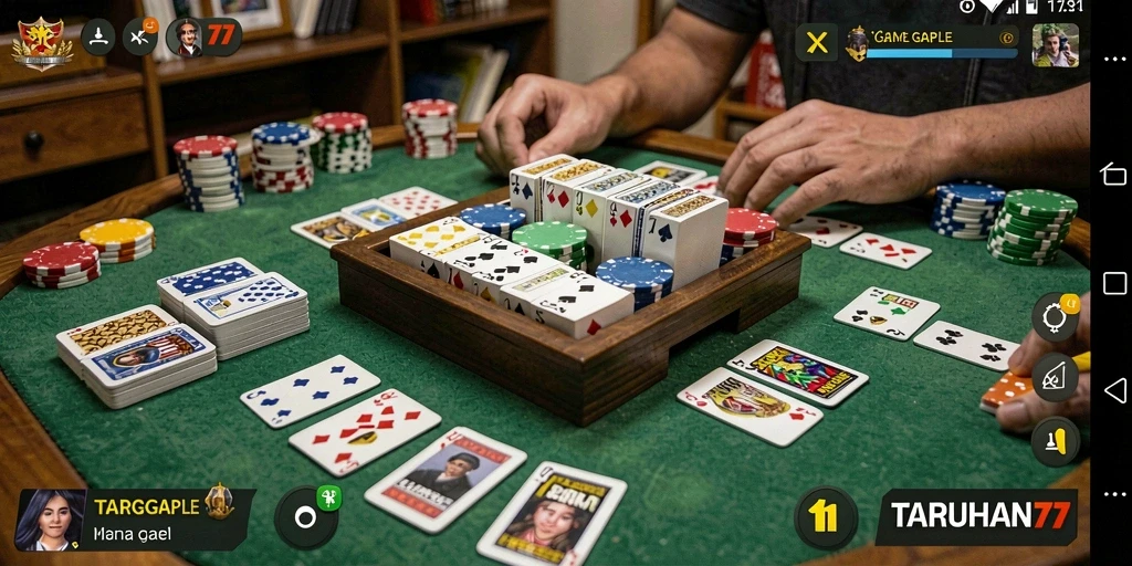 Screenshot gameplay TARUHAN77 yang memukau dalam permainan Gaple.