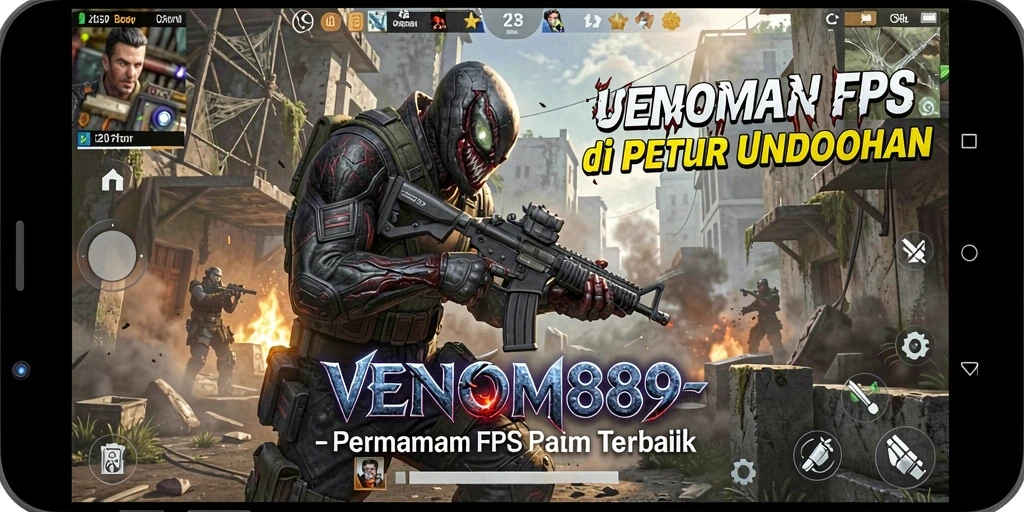 Screenshot utama VENOM889 dengan aksi gameplay FPS epik.