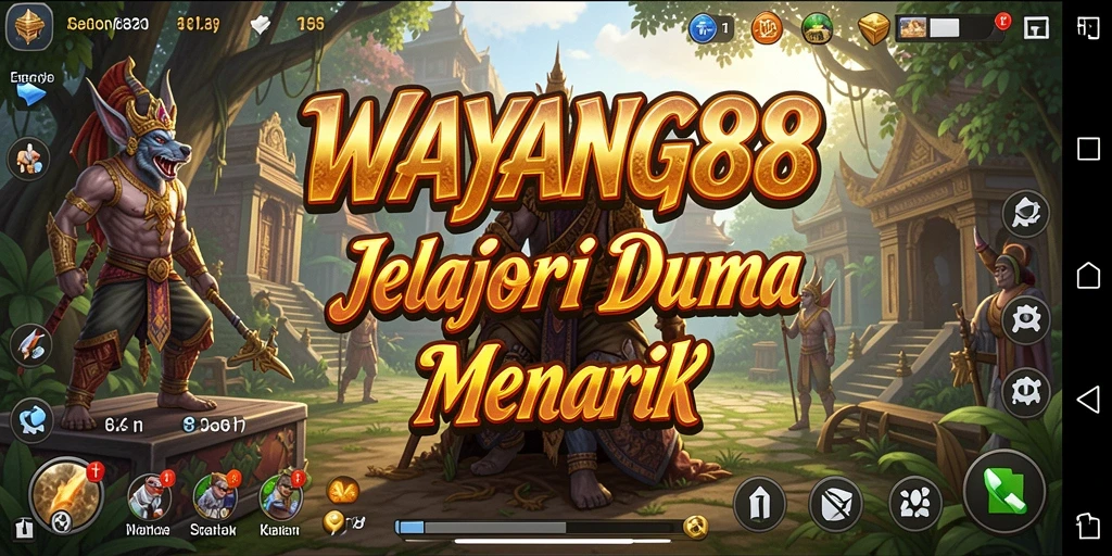 Screenshot gameplay WAYANG88 menampilkan karakter wayang yang interaktif.